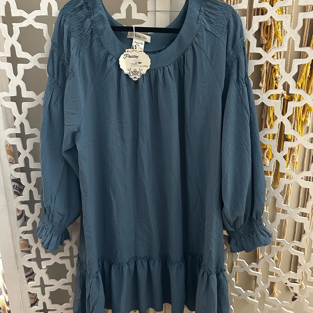 Blue Long Sleeve Dress